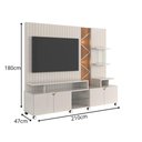 Ver imagem 4 de Rack Home Cross Frisado Lukaliam Móveis 2,10m Off White Perolizado com Jequitiba