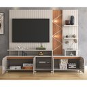 Ver imagem 3 de Rack Home Cross Frisado Lukaliam Móveis 2,10m Off White Perolizado com Jequitiba