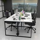 Ver imagem 2 de Escrivaninha Mesa Escritório 4 Gavetas 4 Lugares 240cm Industrial Branco