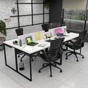 Ver imagem 6 de Escrivaninha Mesa Escritório 4 Gavetas 4 Lugares 240cm Industrial Branco