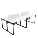 Ver imagem 1 de Escrivaninha Mesa Escritório 4 Gavetas 4 Lugares 240cm Industrial Branco