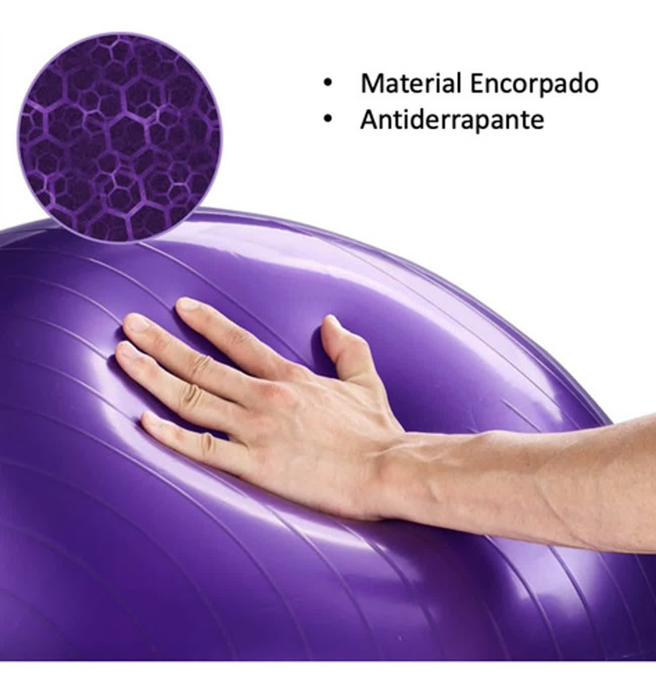 Bola Pilates 55cm com Bomba Cor Roxo - 6