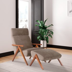 Poltrona com Puff Relax Estilo Retrô D33 Yescasa