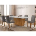 Ver imagem 1 de Conjunto Sala de Jantar Mesa Aida 180 Cm com Vidro e 6 Cadeiras Lunara