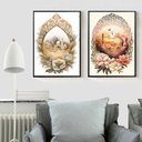 Ver imagem 1 de Kit 2 Quadros Decorativos Artes Muçulmanas 24x18cm:madeira Preta