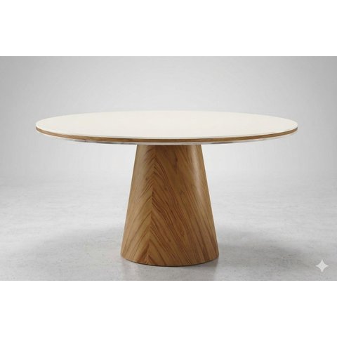 Mesa de Jantar Redonda Tampo Duplo 1,10m Base Cone Imperial