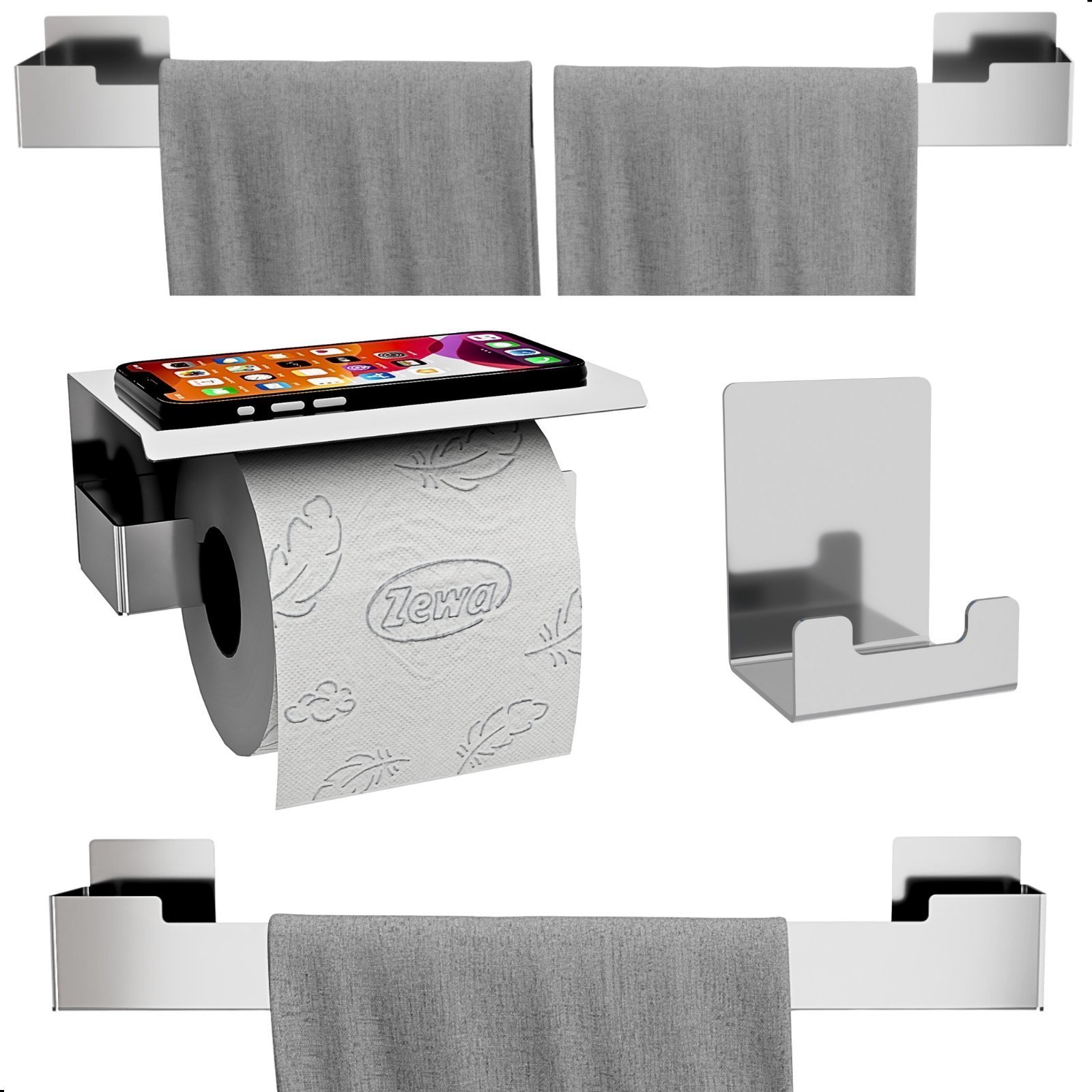 Kit de Acessórios para Banheiro 4 Peças Adesivo Inox F.elg - 2