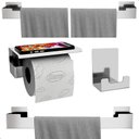Ver imagem 2 de Kit de Acessórios para Banheiro 4 Peças Adesivo Inox F.elg