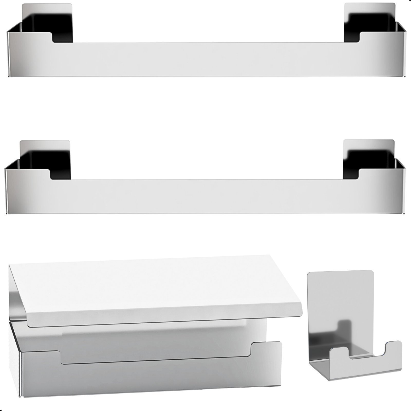 Kit de Acessórios para Banheiro 4 Peças Adesivo Inox F.elg - 1