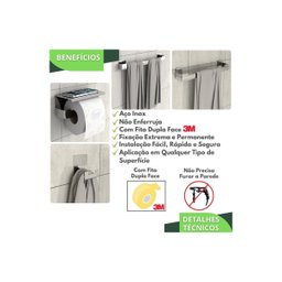 Kit de Acessórios para Banheiro 4 Peças Adesivo Inox F.elg - 6