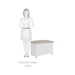 Baú com Captonê para Quarto Infantil Elô Móveis Peroba Branco/Bege - 2