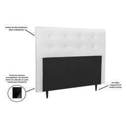 Cabeceira Casal Estofada 140cm Luna Veludo com Frames:corino/branco - 3