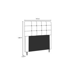 Cabeceira Casal Estofada 140cm Luna Veludo com Frames:corino/branco - 5