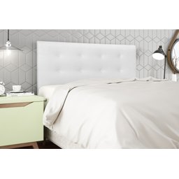 Cabeceira Casal Estofada 140cm Luna Veludo com Frames:corino/branco - 2