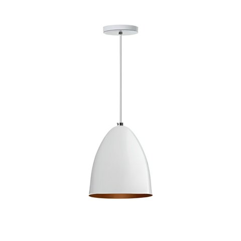 Pendente Alumínio Bala Branco com Cobre 14 Cm Diâmetro