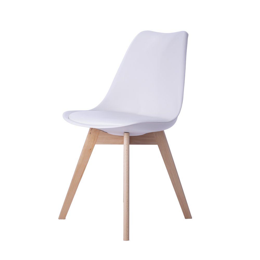 Cadeira Leda Eames Jantar Cozinha com Assento Estofado Branco - 4