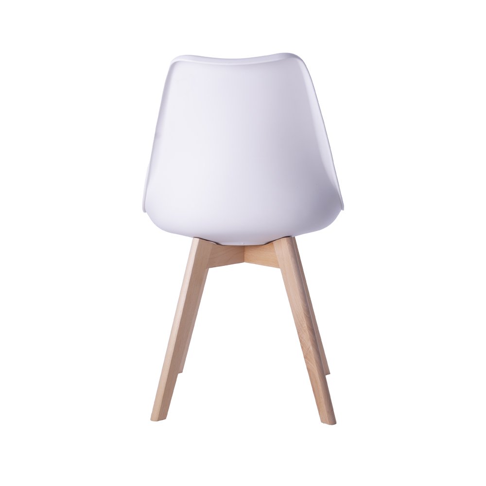 Cadeira Leda Eames Jantar Cozinha com Assento Estofado Branco - 2