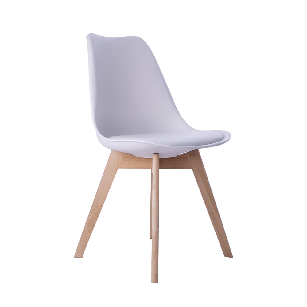 Cadeira Leda Eames Jantar Cozinha com Assento Estofado Branco