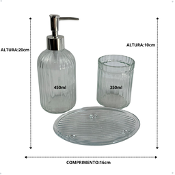 Kit Lavabo Transparente Bandeja de Vidro Luxo Jogo Banheiro - 3