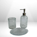 Ver imagem 2 de Kit Lavabo Transparente Bandeja de Vidro Luxo Jogo Banheiro