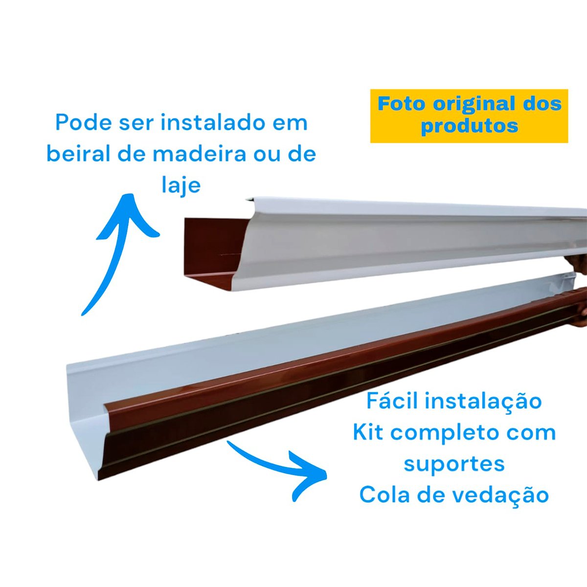 Kit Calha Alumínio Telhado Beiral Cor Marrom - 3 Metros (corte 30) - 2