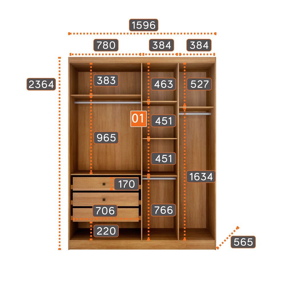 Closet Modulado Safira 001 Clic Moveis - 6