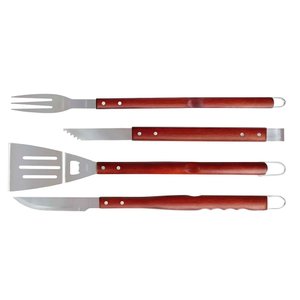 Conjunto para Churrasco 4 Peças Cabos Compridos