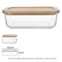 Ver imagem 1 de Pote Hermetico Vidro Boro 1500ml Tampa de Bambu Retangular