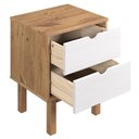Ver imagem 3 de Mesa de Cabeceira em Madeira Maciça 2 Gavetas Branco Lavado