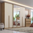 Ver imagem 3 de Guarda Roupa Casal Valência Full Glass 6 Portas Capuccino Off White - Thb Móveis