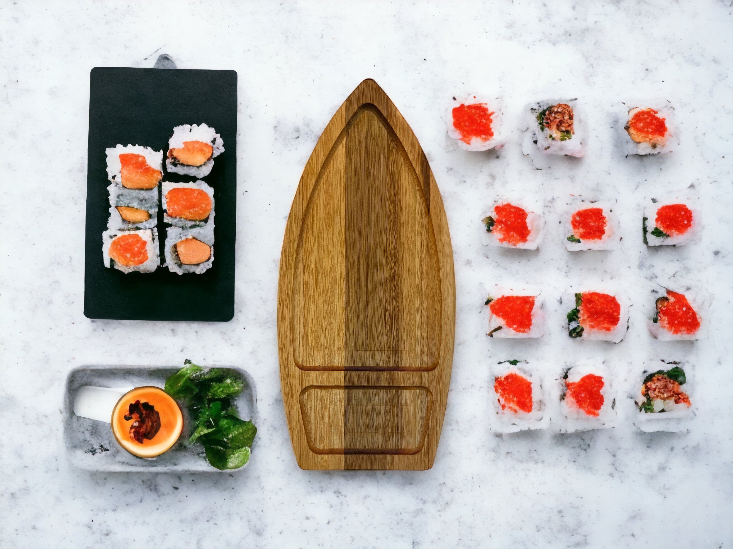 Kit 5 Barca Servir Sushi Comida Japonesa Chinesa Petiscos Snacks - Tábua Petisqueira Madeira 40 x 20 - 2