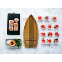 Ver imagem 2 de Kit 5 Barca Servir Sushi Comida Japonesa Chinesa Petiscos Snacks - Tábua Petisqueira Madeira 40 x 20
