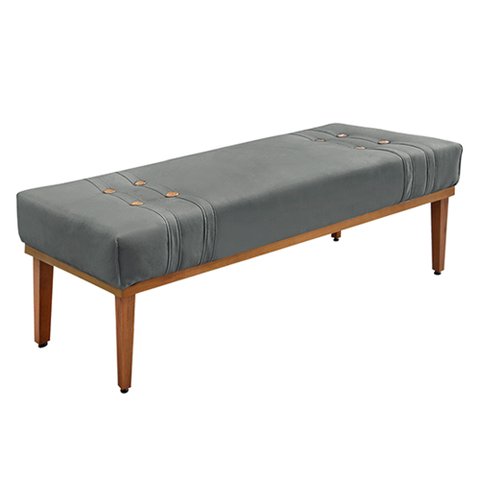 Recamier Decorativo 195cm Kors Veludo Pés de Madeira Cinza - Gran Belo