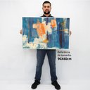 Ver imagem 2 de Quadro Decorativo Abstrato Aquarelado em tela Canvas TaColado Moldura Flutuante 4,5cm Preta 90 x 60c