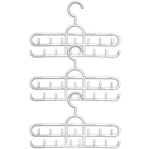 3 Cabides de Cintos 13 Ganchos Cada Organizador Múltiplo Closet Cristal Cinquetti 36cm
