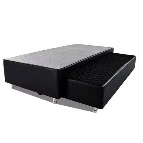 Cama Box Bicama Auxiliar Solteiro Sintético Espuma 8cm 40x88x188 Preto