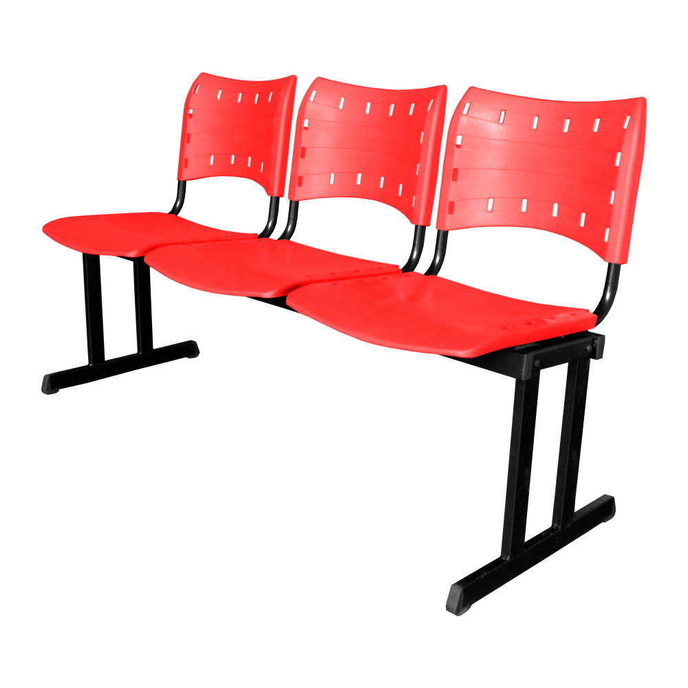 Cadeira Iso Rp Longarina Polipropileno 3 Lugares Colorida Cor:vermelho