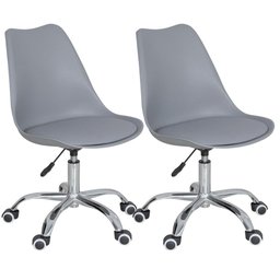 Kit 2 cadeiras com rodízios Tulipa Office Escritório Cinza claro - 1