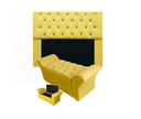 Ver imagem 1 de Jogo Cabeceira Mirage e Calçadeira Baú Veneza Casal 140 cm Suede Amarelo - LM DECOR