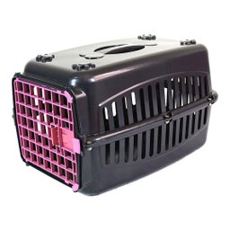 Caixa De Transporte Cães Nº3 Preta Com Porta Rosa - 1