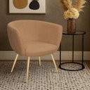 Ver imagem 1 de Poltrona Decorativa Isis Pés Palito Ouro Fosco Bouclé Terracota - Nexta Casa