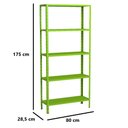 Ver imagem 2 de Estante Aço 5 Prateleiras Livros Cozinha Quarto Eaf005 Verde