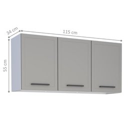 Armário Suspenso 3 Portas Lábrea Cinza - 3