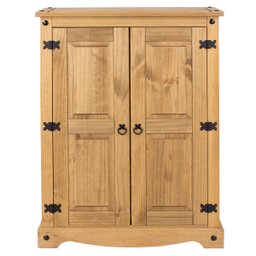 Estante de Madeira Maciça com 2 Portas e 3 Nichos Marrom Antique - 2