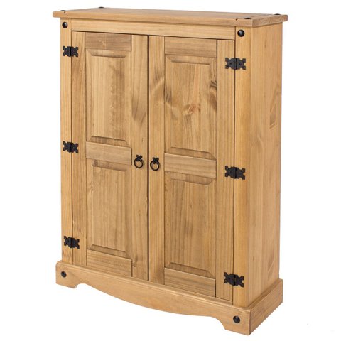 Estante de Madeira Maciça com 2 Portas e 3 Nichos Marrom Antique