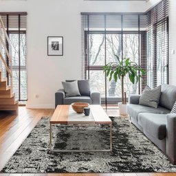 Tapete Mesclado Cinza e Preto Antiderrapante 135x200cm Poliéster Branyl Jacquard - 4