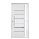 Ver imagem 1 de Porta de Alumínio Frisada Com Visor 210x80cm Branco Top Esquadrias