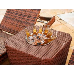 2 Espreguiçadeiras Bona e Mesa Grécia com Chaise em Alumínio - Piscina, Jardim, Área - Tabaco - 6