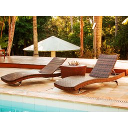 2 Espreguiçadeiras Bona e Mesa Grécia com Chaise em Alumínio - Piscina, Jardim, Área - Tabaco - 3