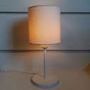 Ver imagem 1 de Abajur Cabeceira para Quarto Cilíndrico Vivare Md-2010 Cúpula em Tecido - Bivolt - Branco / Algodão